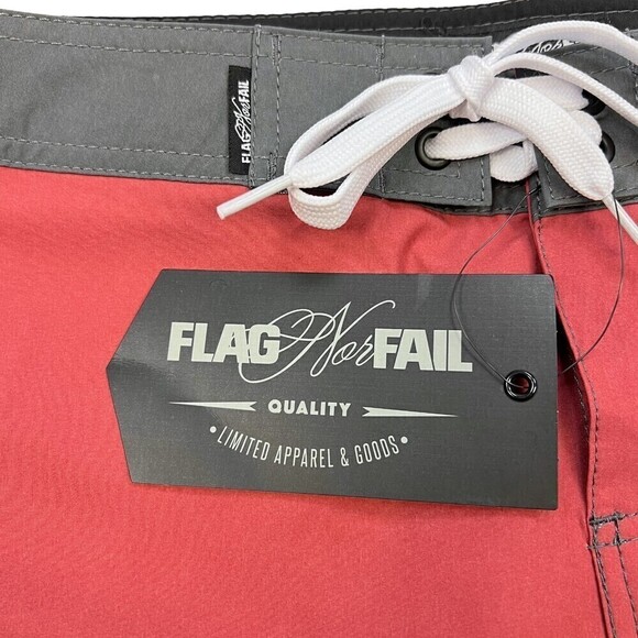 NWT Flag nor Fail Mens Board Shorts Colorblock Salmon/Gray/Golden Yellow Size 33 - Picture 8 of 13